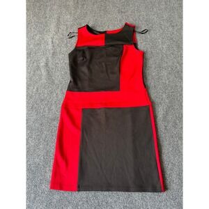 Enfocus Studio Dress Sleeveless Color Block Red‎ Black Geometric Career